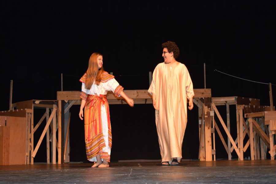 Bethany Burtch and Yusuf Goulmamine donned clothing native to Algerian culture in the fashion show.