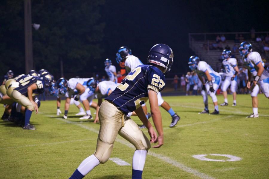 Wide receiver Casey Joyce lines up against Cosby defense.
