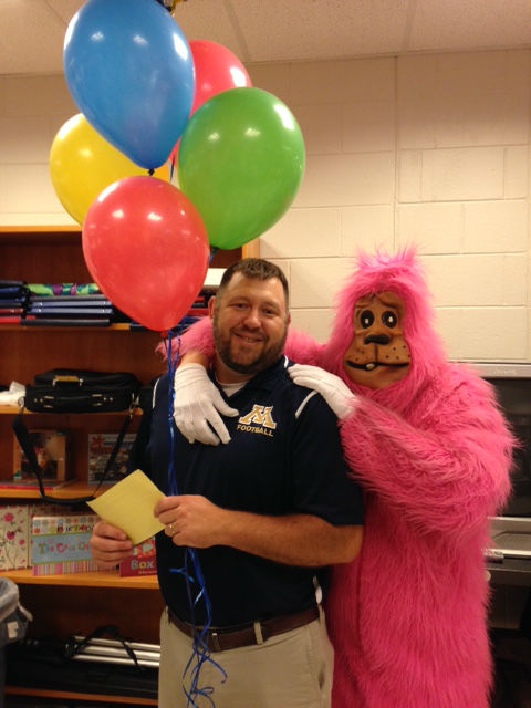 What do you get for the man who has everything? A big pink birthday gorilla! Happy Birthday, Mr. Steele!