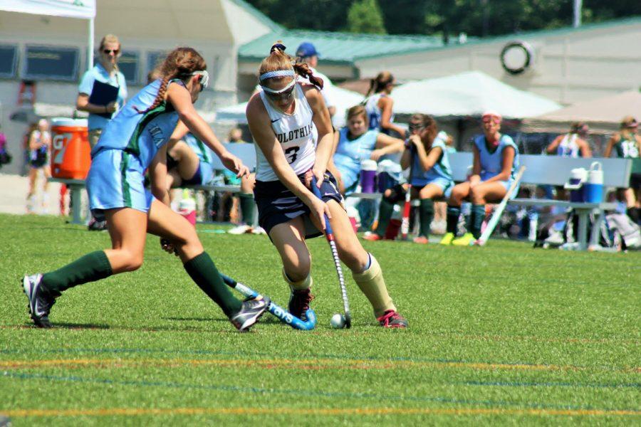 Nora Mulroy dodges her way around a defender, giving her free reign of the middle.