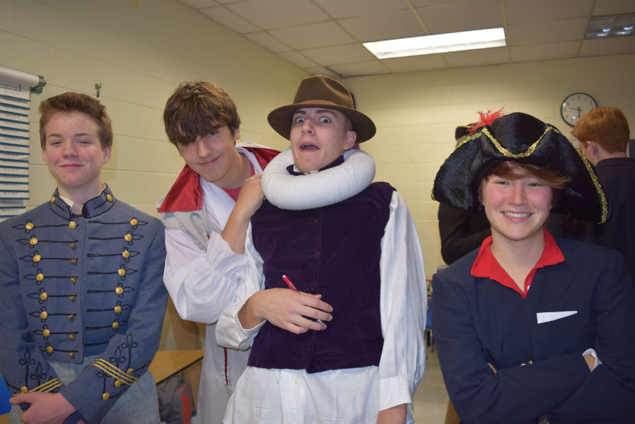 Holden Wilson, Aj Moraski, Lucas Chazo, and Marisa Ruotolo break out their costumes and smiles for the project