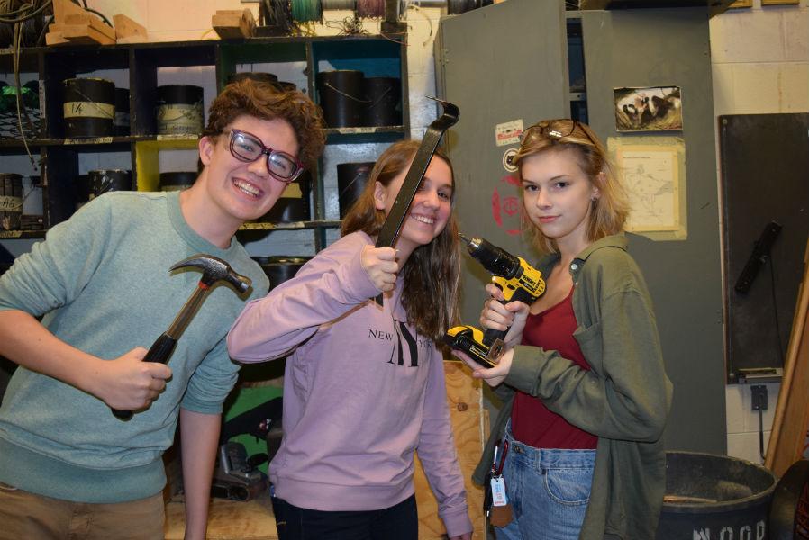 Sebastian Knaupp, Sydney Costantino
and Ellie Whitt show off their tools
