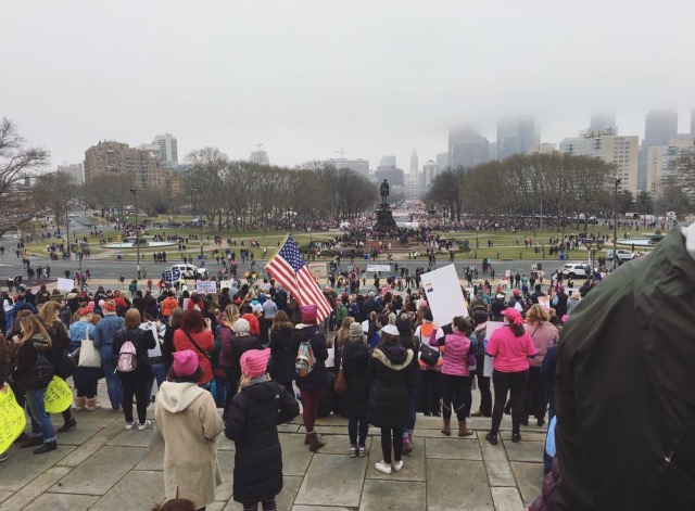 Womens March 2017/ Activists gather outside in Philadelphia, PA, to march on Saturday, January, 21, 2017.