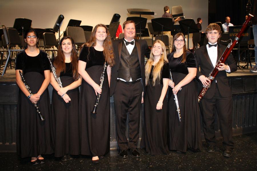 All-County Symphonic Band: Manar Basir, Sarah Harkness, Genevieve Benzinger, Mr. Daren Kirsh (guest conductor from Grafton High School), Hanna Cottrell, and Mathew Tignor.