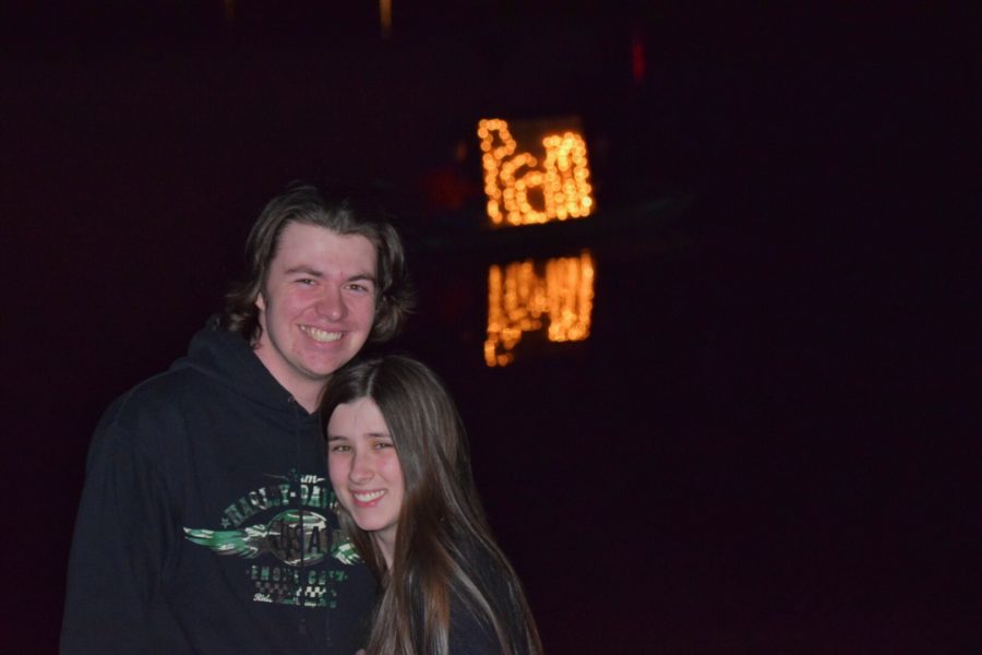 Tyler Dreissigacker asked his girlfriend Anna McElhinney to Prom with an elaborate display of lights on a boat in the middle of the Swift Creek Reservoir.