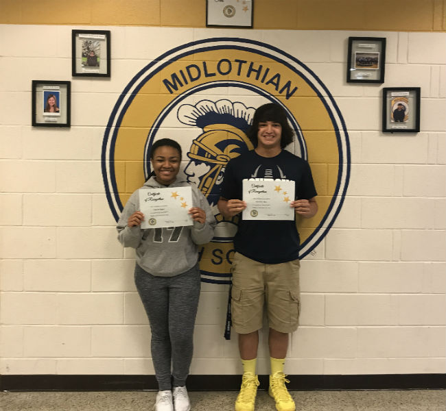 Lauren Roper and Matthew Rice are the 2017 May Students of the Month.