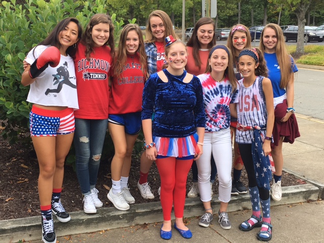 Midlo Scoop Staffers rep red, white, and blue for Spirit Week.
