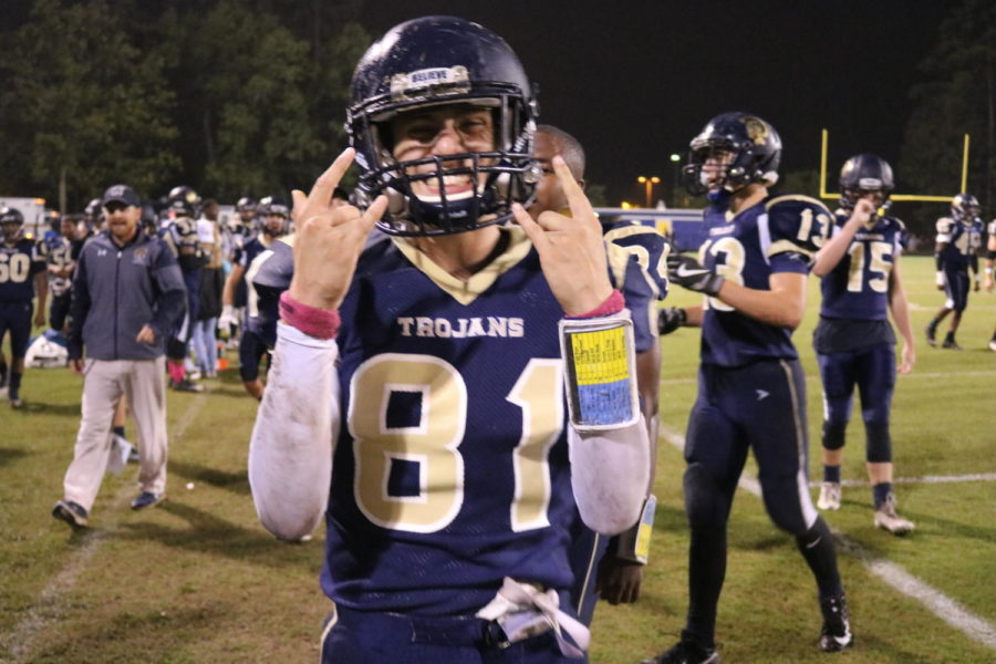 Kyle Webb celebrates a homecoming win over rival Clover Hill.