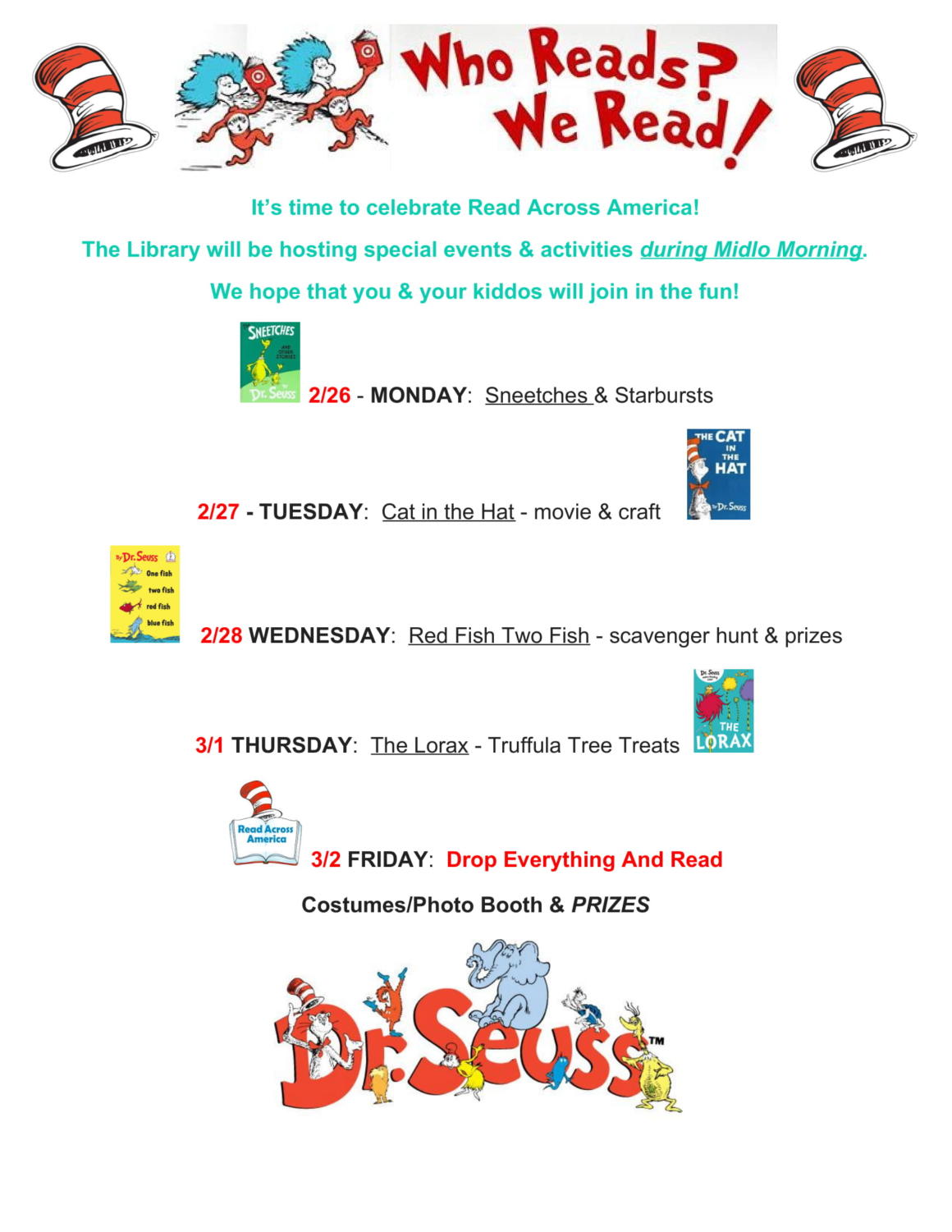 Dr. Seuss Week Read Across America Midlo Scoop