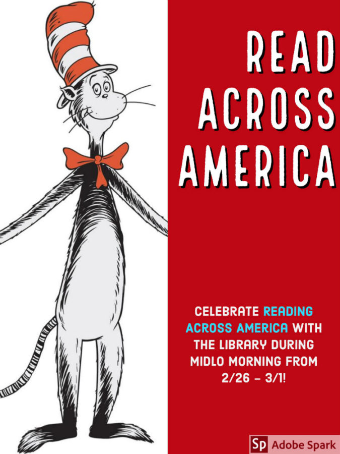 The library will host fun activities and events during Midlo Morning all next week to celebrate Read Across America!