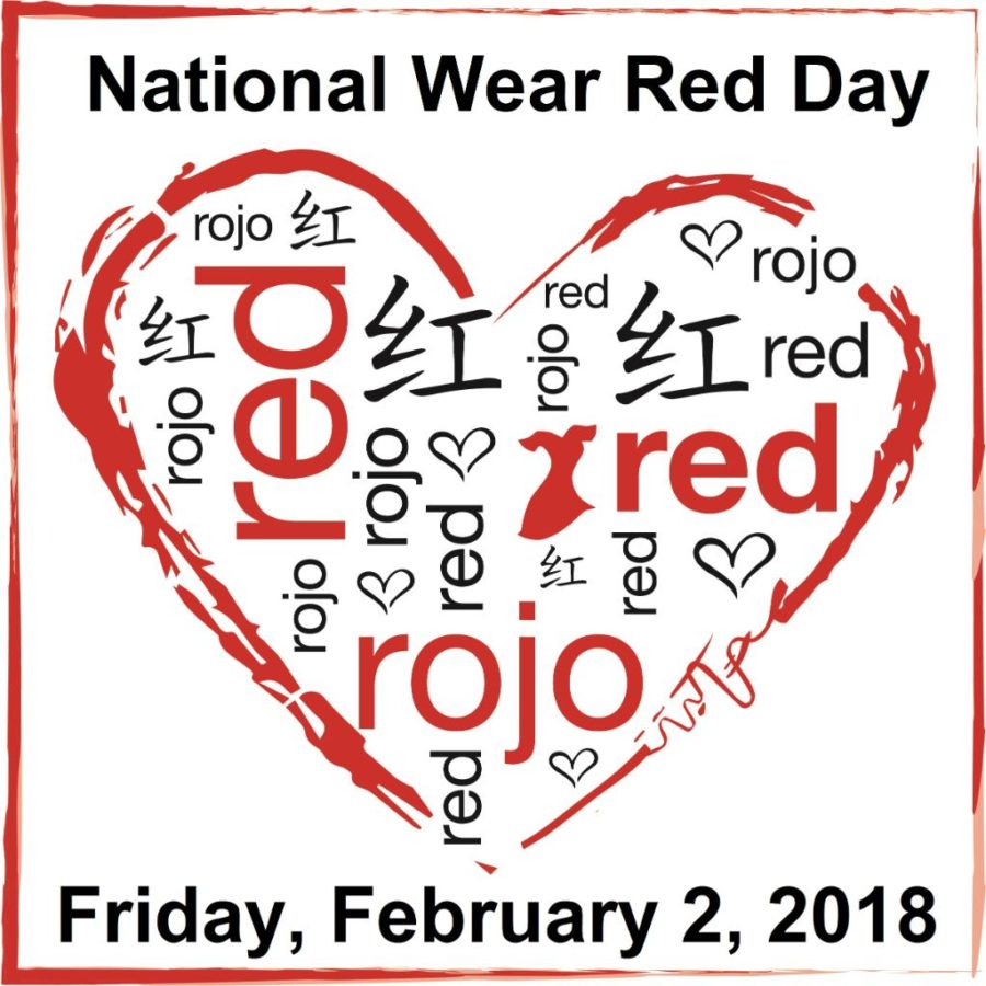 Wear red on Friday, February 2, 2018.