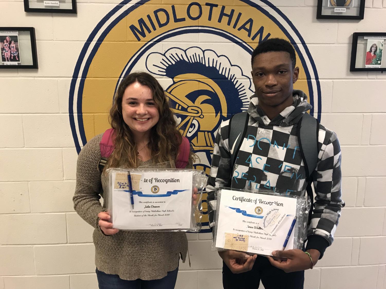 Congratulations Jaron Walker and Julie Deaver: Midlo's March Student All-Stars