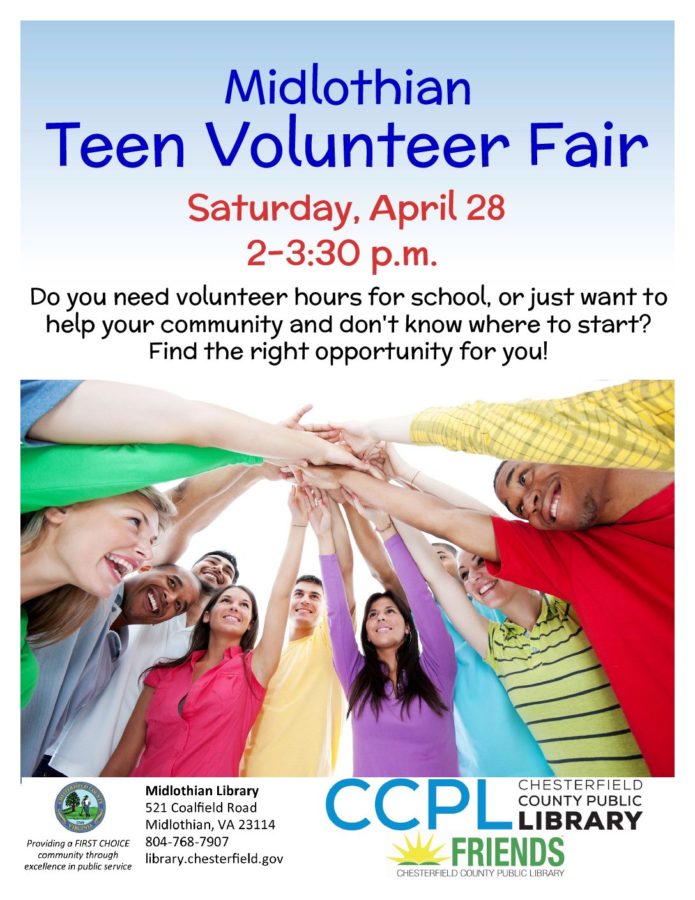 Come to the Midlothian Teen Volunteer Fair to discover volunteer opportunities in the area.