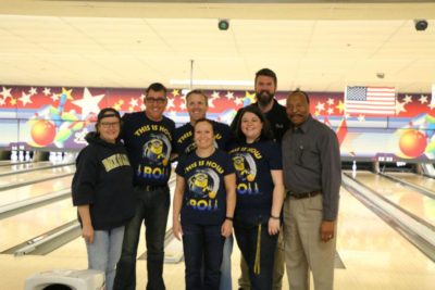 MIdlothian High School administrators, plus Mrs. Giles and Mr. Spewak, show how they roll.