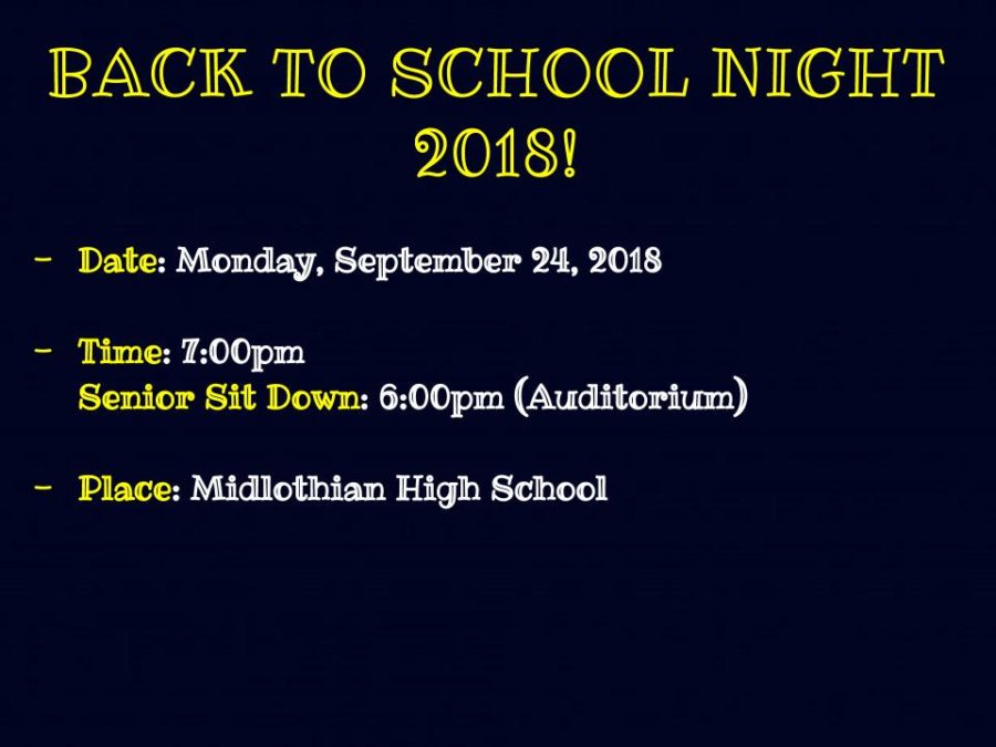 Information on Back to School Night 2018.
