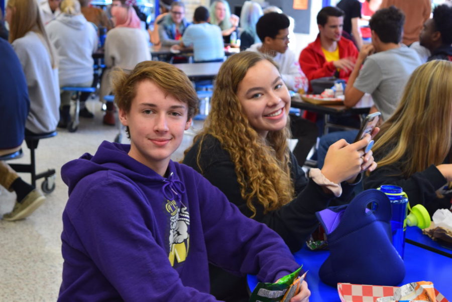 Ben Brooks and Teagan Lee make conversation during lunch.