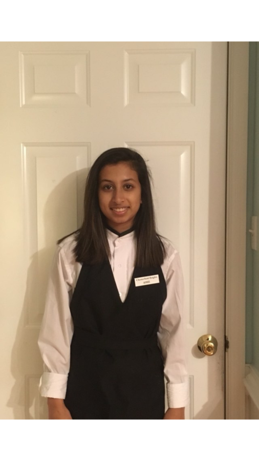 Avnee Raje gets ready to go to the Chesterfield Heights Retirement home.