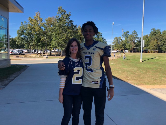 Jacoby Martin gave his jersey to Mrs. Carolyn Manheim. 