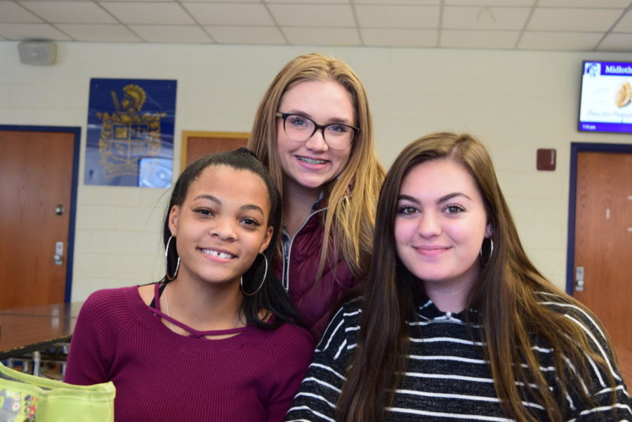  Cayla Rainey loves listening to Carol of the Bells during the Christmas season, while Madison Rosata and Alyssa Marchese like Little Drummer Boy.