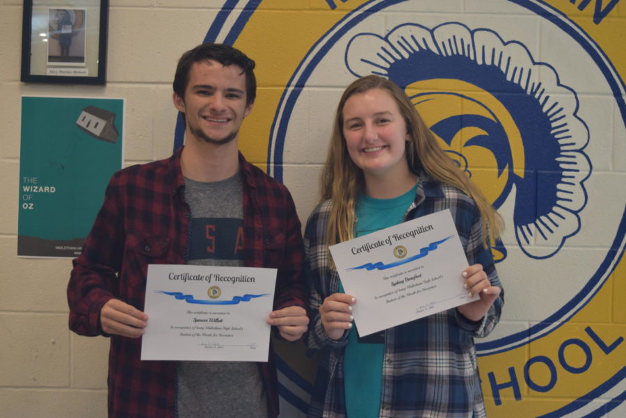 Congratulations to Students of the Month, Sydney Barefoot and Spencer Willett.