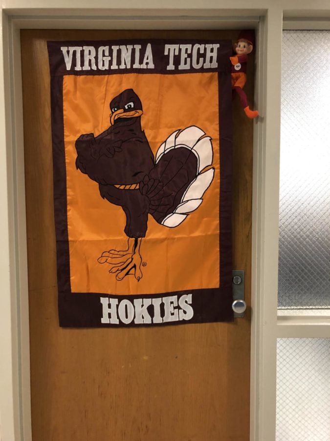Mrs. Abrahamson decorated her door with Virginia Tech for the Counseling College Door Decorating Contest.