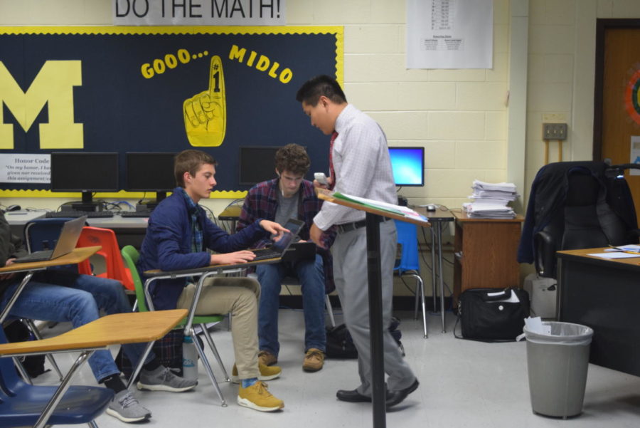 Mr. Ben Java teaches Joe Hester and Max Etka all about coding. 