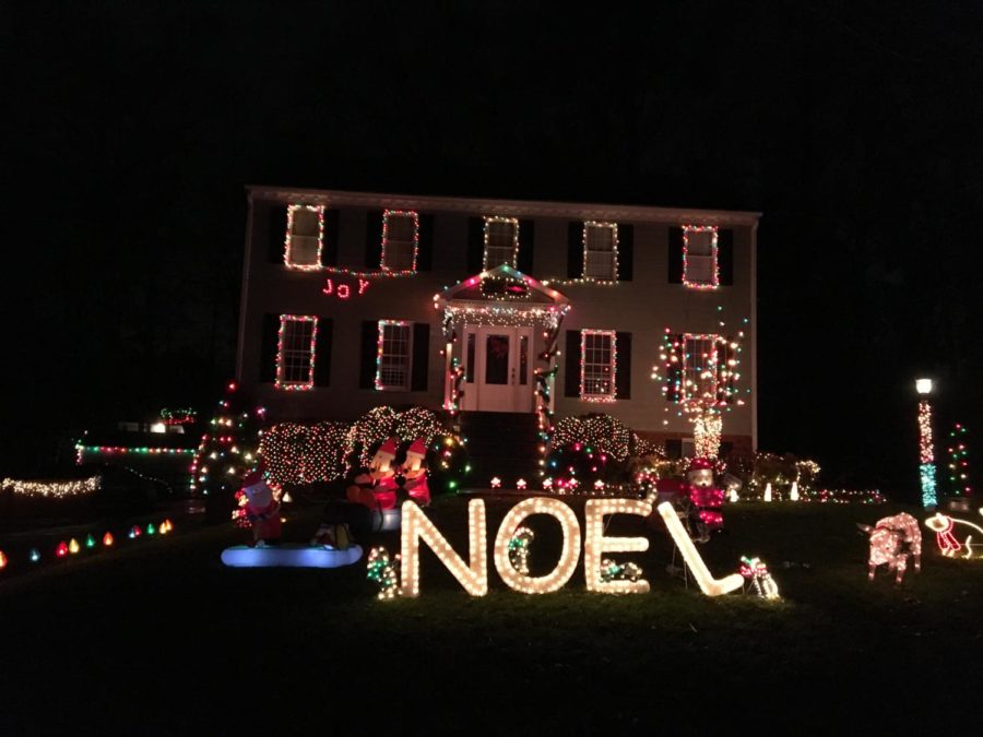 Lights shine throughout the night all along Christmas Street!