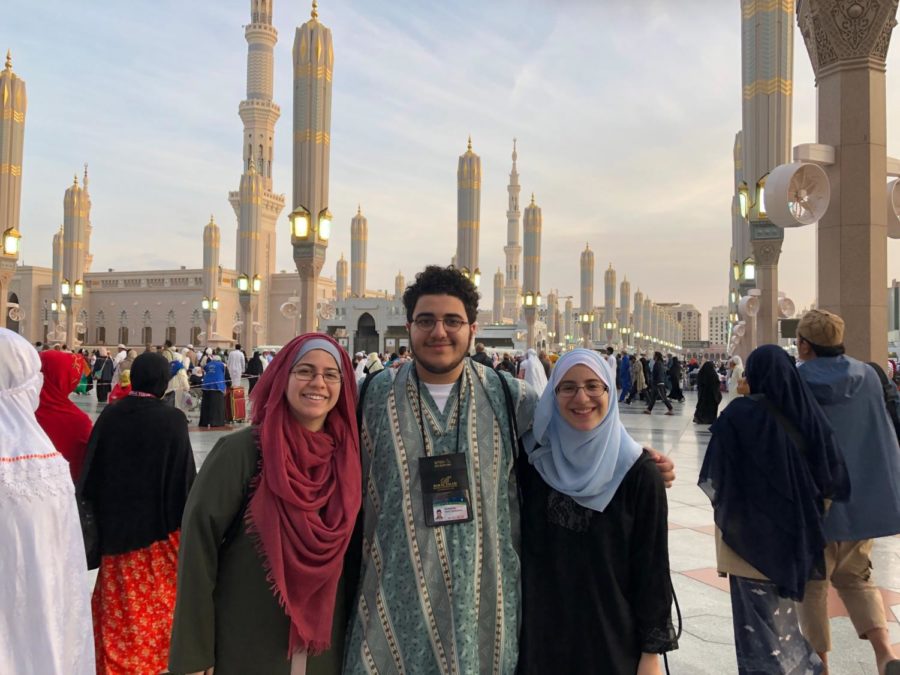 Siblings Syreen, Yusuf and Nour Goulmamine visit Masjid Al-Nabawi, one of the oldest mosques in Muslim history.