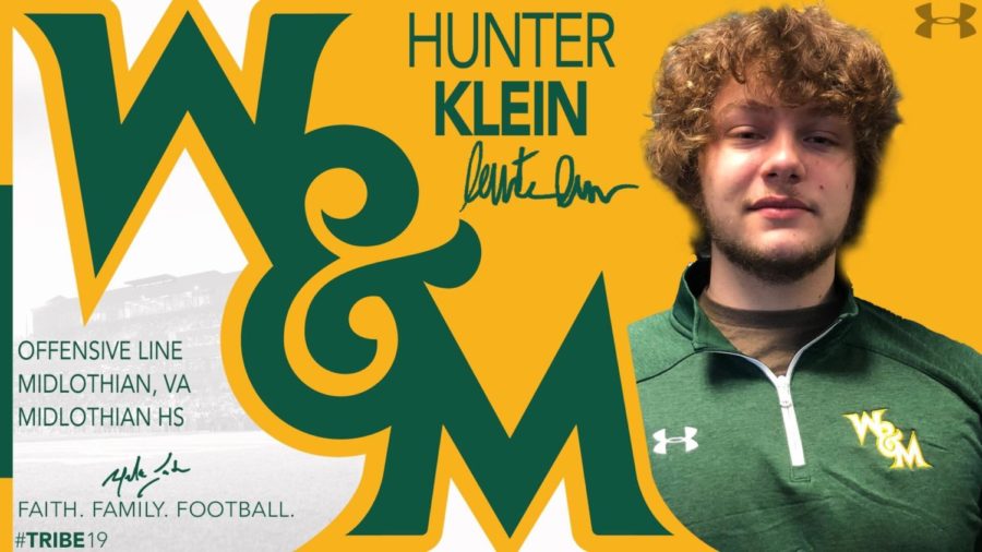 Senior Hunter Klein commits to play Division I football at the College of William and Mary.