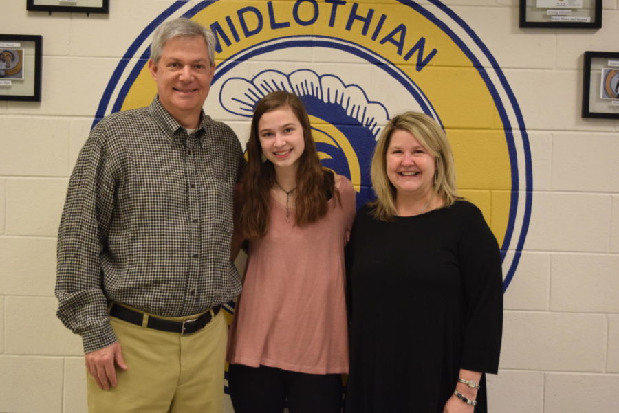 Sophomore+Sarah+Nugent+celebrates+being+named+2019+Midlo+Student+of+the+Year+%28grades+9+and+10%29.