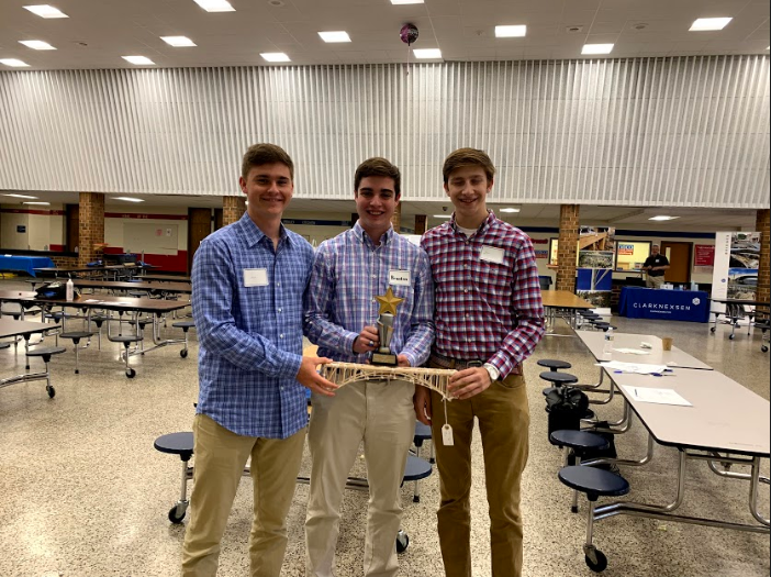 Jack+Williams%2C+Brandon+Brown%2C+and++Justin+Hawkins+achieved+first+place+at+the+VDOT+Bridge+Building+competition+at+Hermitage+High+School.+