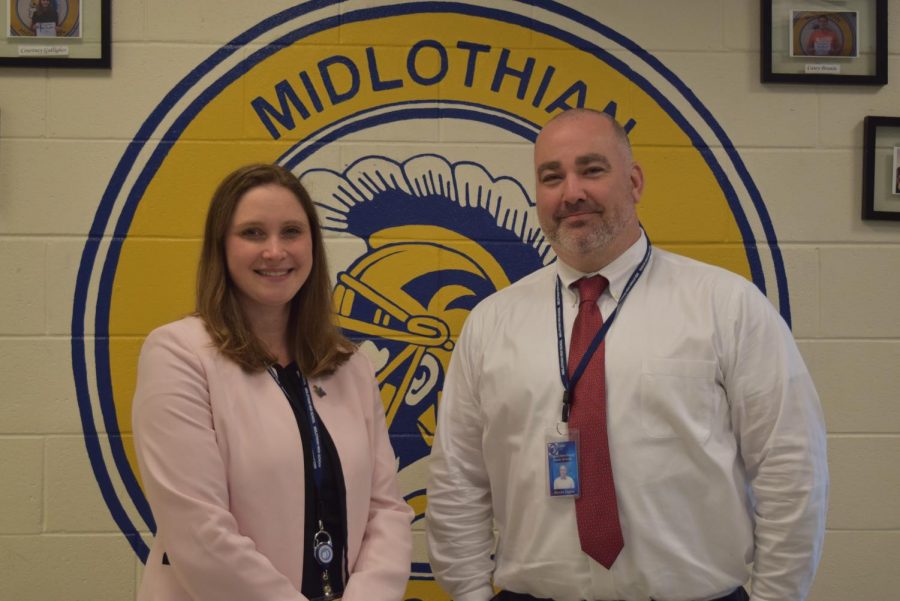 Dr. Moonie and Mr. Lagow enjoy their first week at Midlothian High School. 