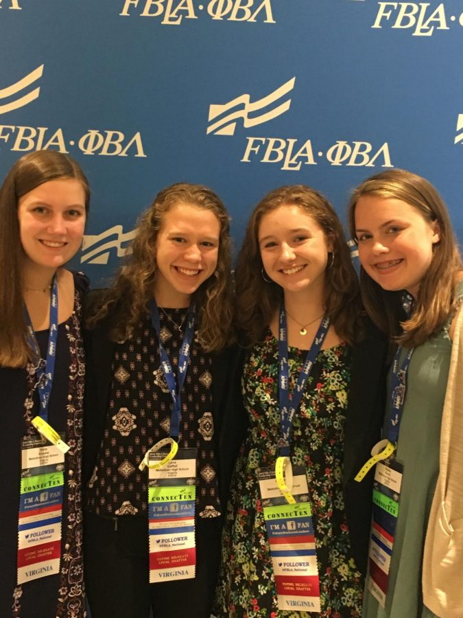 Katie Kinskie, Lena Caffel, Olivia Mulroy, and Shelby Harris impress the judges at FBLA Nationals.