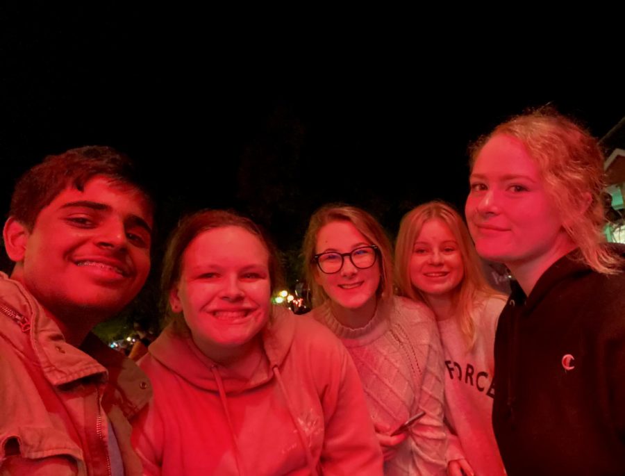 Sreeman Venigalla, Sara King, Abby Russo, Erica Wood, and Ailsa Fjord get ready for Cornstalkers at Halloween Haunt.