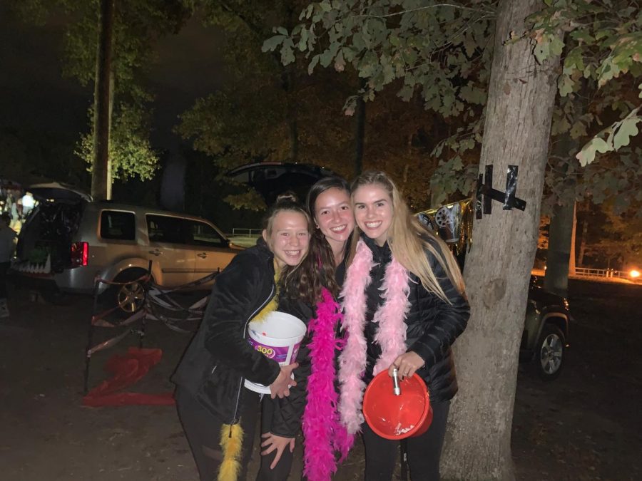 Lena Caffall, Ally Marmo, and Caroline Bowe put on a Hollywood-themed trunk-or-treat car at the 2019 Park After Dark.