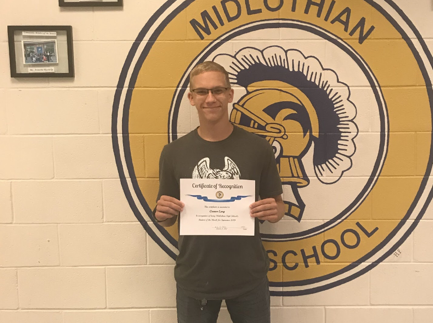 Connor Long earns Midlos September male student of the month.