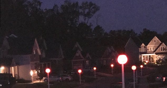The streets are lit up with Pumpkin Lights in Rountrey.