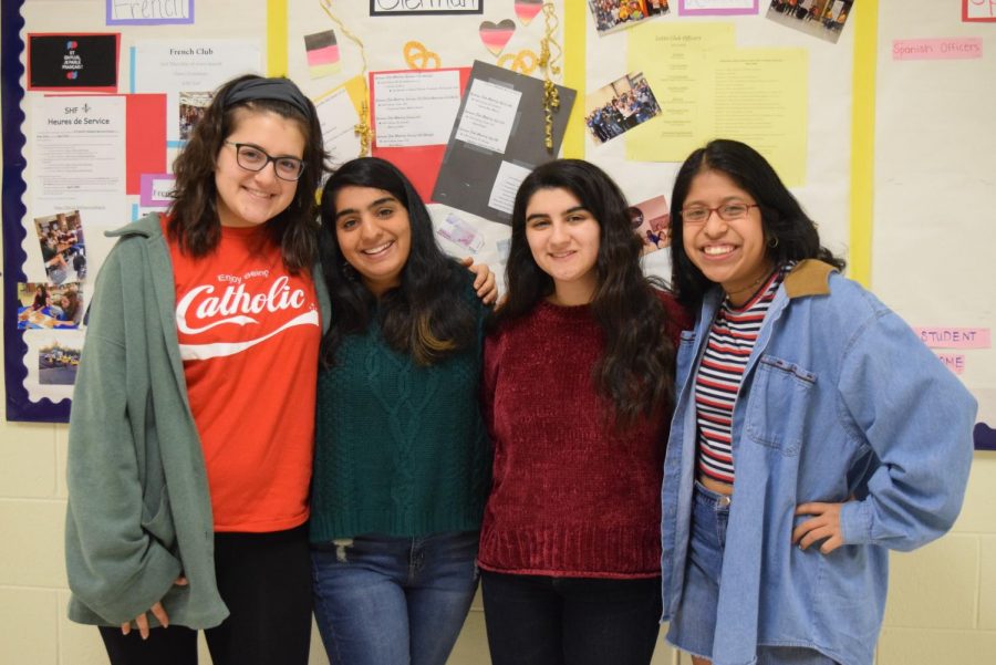 Seniors Nora Carlucci, Anushka Pandya, Lara Ballout, and Alex Murias-Roman give advice to IB underclassmen.