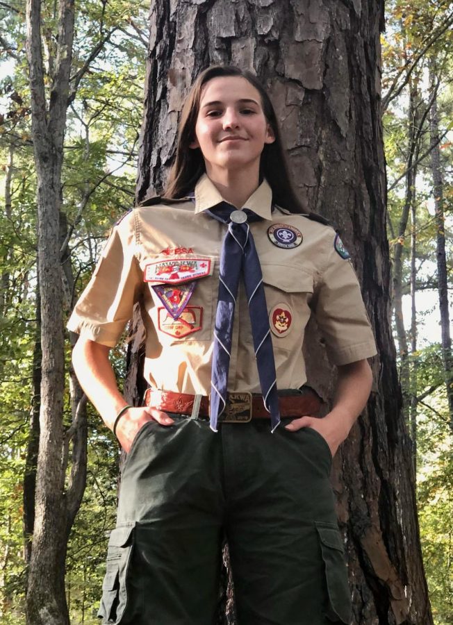 Senior Emelia Delaporte works to earn her Eagle Scout rank with Scouts BSA.