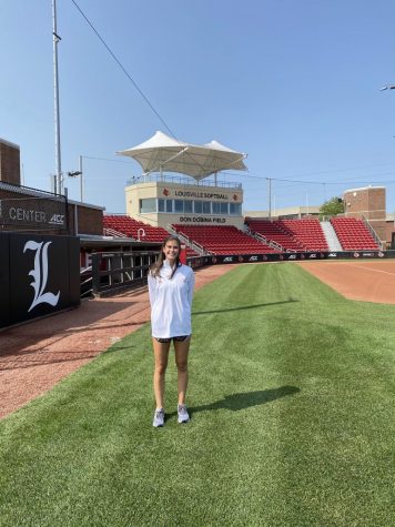 Cassie Grizzard feels at home on the Louisville University softball stadium. 