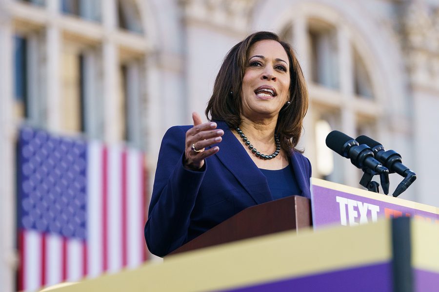OAKLAND, CA - JANUARY 27: Senator Kamala Harris (D-CA) speaks to her supporters during her presidential campaign launch rally in Frank H. Ogawa Plaza on January 27, 2019, in Oakland, California. Twenty thousand people turned out to see the Oakland native launch her presidential campaign in front of Oakland City Hall. 