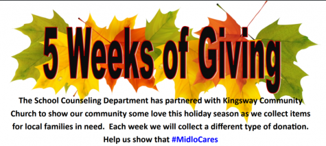Midlo Counseling Department partners with the Kingsway Community Church for a month long donation drive.