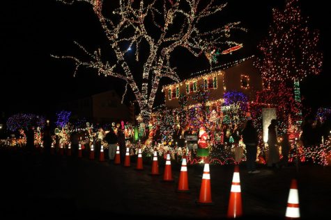 Neighbors come together to create amazing tacky light attractions.