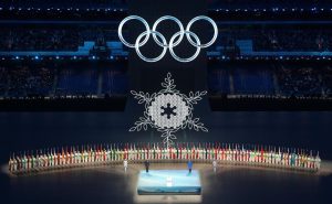 All of the competing countries involved in the 2022 Winter Olympic games join together during the opening ceremony event.
