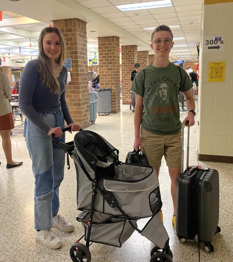 Sophomore Dayne Drake and freshman Will Waugh participate in Anything but a Backpack Day.