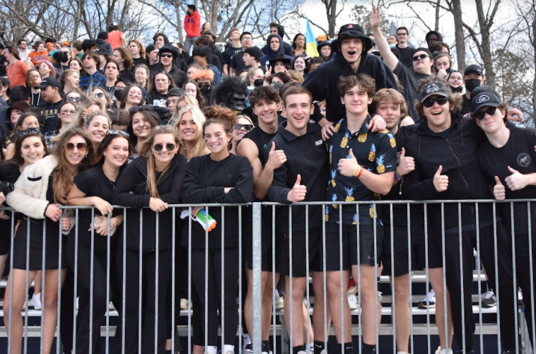 Seniors dress in black for the Spring pep rally.