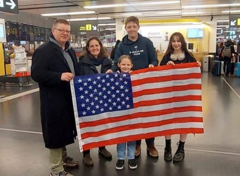 Valentin Ebner, 11, says goodbye to Austria with his family as he flies to America for his semester abroad.