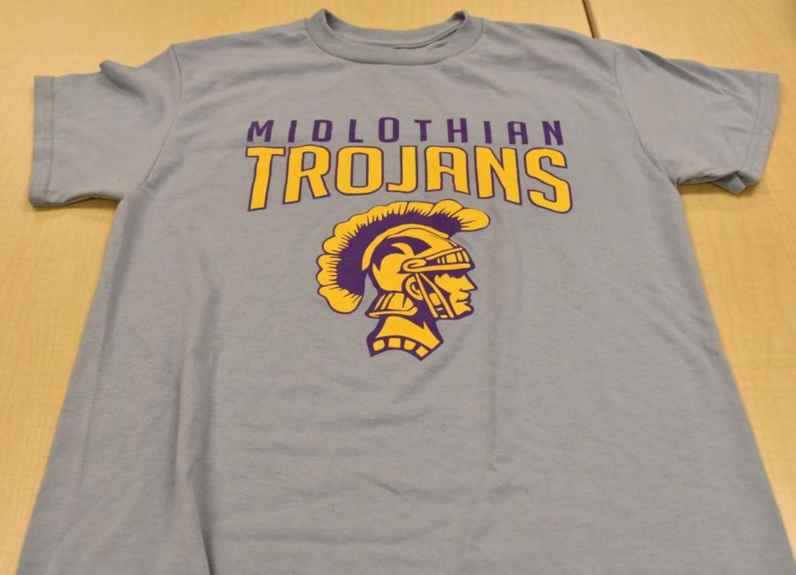 Students wear a Midlothian High School tee-shirt if they are dress coded for their top. 