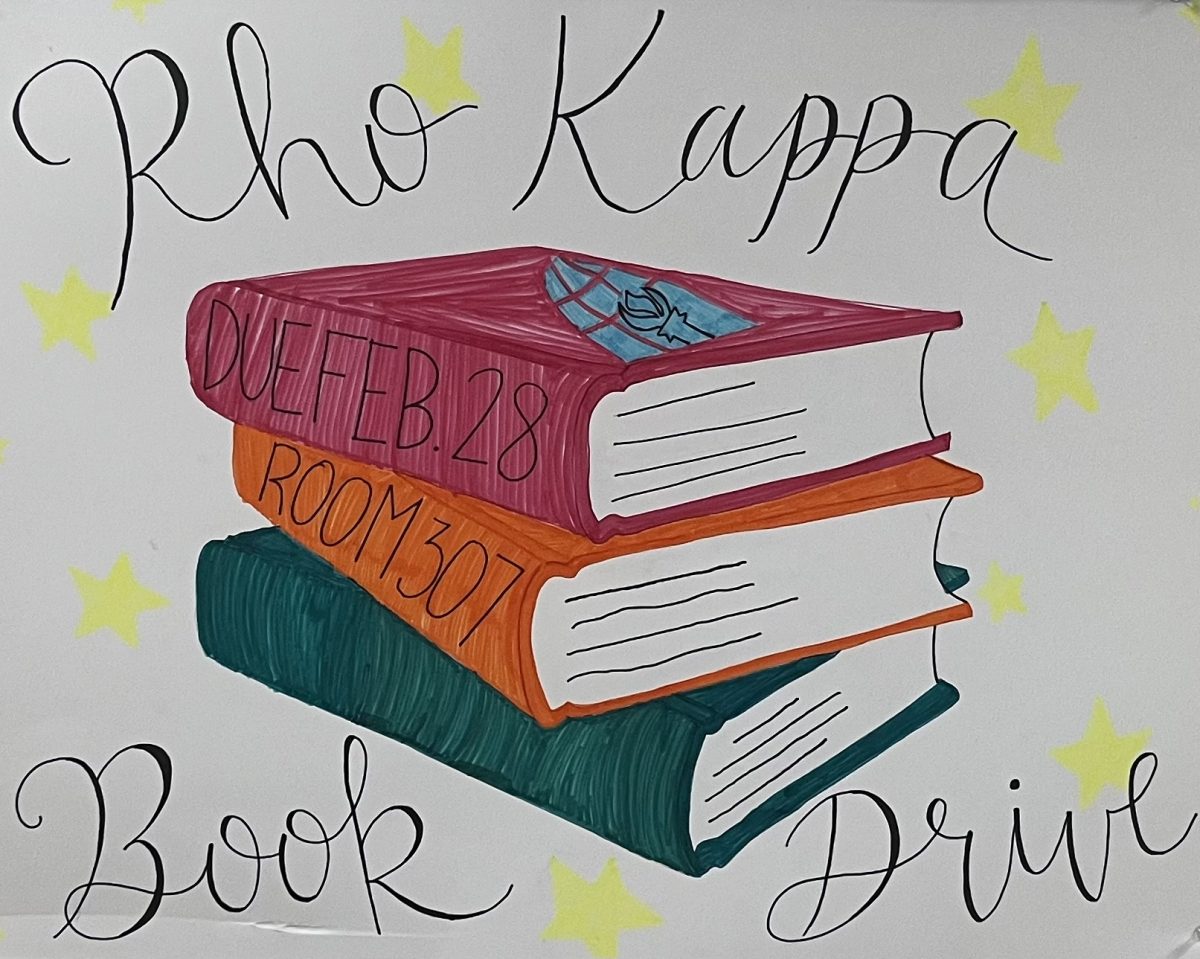 The poster for the drive, made by Rho Kappa members